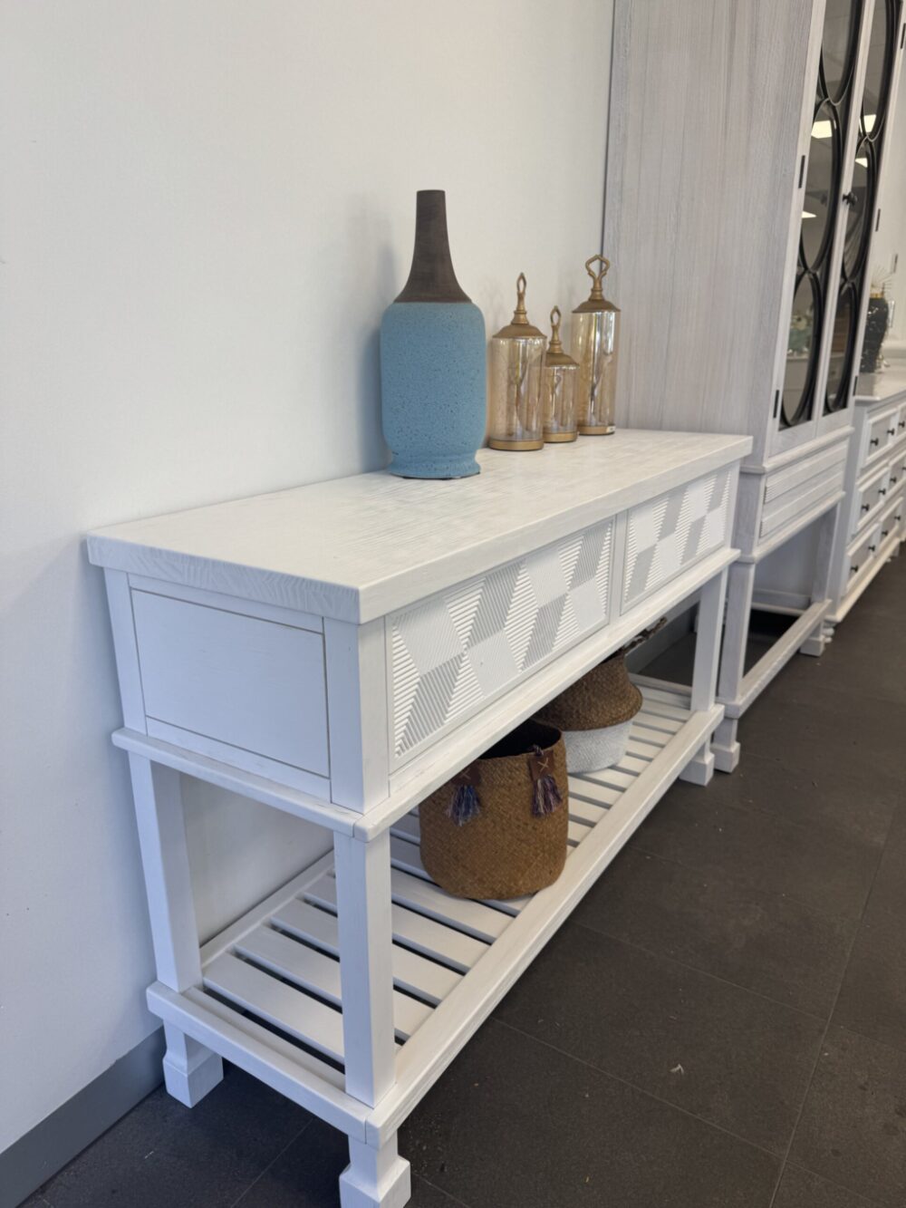 Rustic Wooden Console Table/ Hall Table With Two Drawers Qd802